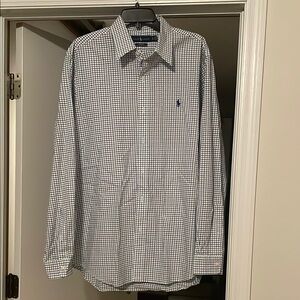 Ralph Lauren Blue and White Casual Button Down Shirt Classic Fit